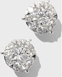 Memoire - White Gold Diamond Bouquet 3-prong Stud Earrings - Lyst