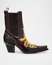Christian Louboutin - Becca Uomo Embossed Leather Western Chelsea Boots - Lyst