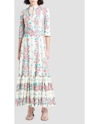 Etro - Vine Floral 3/4-sleeve Cotton Midi Dress - Lyst