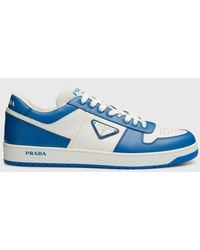 Prada - Downtown Logo Leather Low-Top Sneakers - Lyst