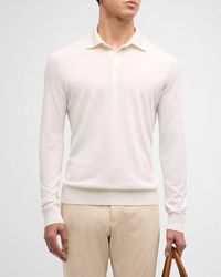 Zegna - Cashmere-Silk Polo Sweater - Lyst