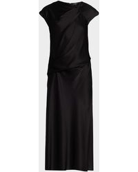 Theory - Satin Twist Bodice Dress - Lyst