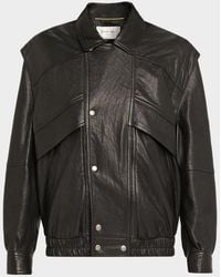 Saint Laurent - Leather Bomber Jacket - Lyst