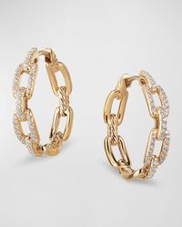 David Yurman - Stax Medium Chain-link Hoop Earrings With Diamonds In 18k Yellow Gold - Lyst