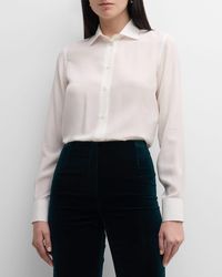 Loro Piana - Cam Kara Micro Jacquard Silk Button-front Shirt - Lyst