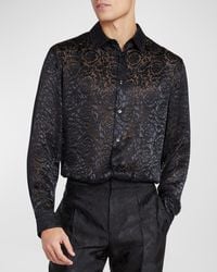 Versace - Sheer Barocco Devore Dress Shirt - Lyst