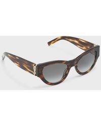 Saint Laurent - Ysl Havana Plastic Cat-eye Sunglasses - Lyst