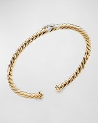 David Yurman - 18k Gold Diamond-x Cablespira Bracelet, Size L - Lyst