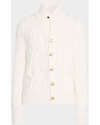Brunello Cucinelli - Cashmere Cable Knit Shawl Collar Cardigan With Metal Buttons - Lyst