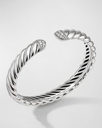 David Yurman - Sculpted Cable Cuff Bracelet With Pave Diamonds, 10mm - Lyst