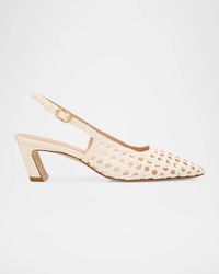Stuart Weitzman - 50Mm Stassi Woven Leather Slingback Pumps - Lyst