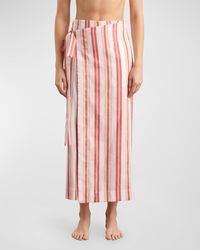 Bondi Born - Arezzo Organic Linen Cotton Stripe Maxi Wrap Skirt - Lyst