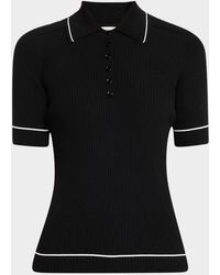 Lafayette 148 New York - Ribbed Elbow-Sleeve Polo T-Shirt - Lyst