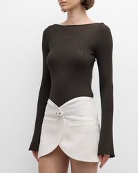 Courreges - Boat-Neck Flare-Sleeve Rib Sweater - Lyst
