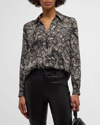 L'Agence - Nina Paris Button-front Silk Blouse - Lyst