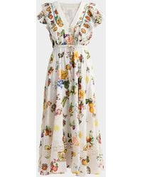 CAMILLA - Printed Cotton-Silk A-Line Midi Dress - Lyst