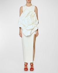 Huishan Zhang - Aphrodite Flower Applique Sleeveless Column Dress - Lyst