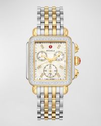 Michele - Deco Two-tone Diamond Bracelet Watch - Lyst