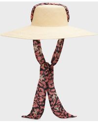 Sensi Studio - Cordovan Extra-long Brim Hat With Leopard-print Ribbon - Lyst