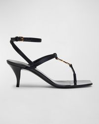 Saint Laurent - Cassandra Ysl Medallion Ankle-strap Sandals - Lyst
