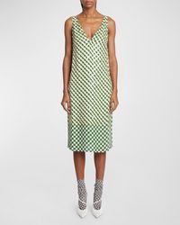 Dries Van Noten - Debbie Plunging Sequin Checker-print Sleeveless Midi Dress - Lyst