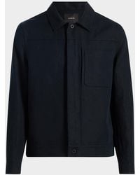 Vince - Apos;S Pleated Cotton-Linen Trucker Jacket - Lyst