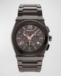 Ferragamo - Vega Chrono Ip Gunmetal Bracelet Watch, 42Mm - Lyst