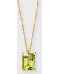 POPPY FINCH - Emerald-Cut Peridot Pendant Necklace With Diamond And Pearl - Lyst
