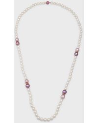 Belpearl - 18k Rose Gold Pink Sapphire, Akoya And Kasumiga Pearl Necklace - Lyst