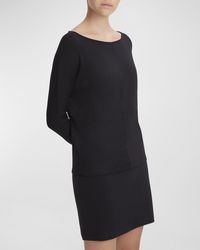Vince - Draped Long-Sleeve Wide-Neck Top - Lyst