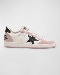 Golden Goose - Ballstar Mixed Leather Glitter Low-Top Sneakers - Lyst