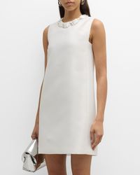 Versace - Silk Blend Cocktail Dress With Crystal Detail - Lyst