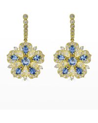 Tanya Farah - Yellow Gold Jasmine Bloom Earrings With Ceylon Sapphires And White Diamonds - Lyst