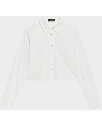 Theory - Button-Front Cropped Dress Shirt - Lyst