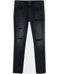 Purple - Reflective Paint Rip & Pair Denim Jeans - Lyst