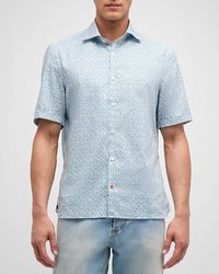 Isaia - Cotton Circle-Print Short-Sleeve Shirt - Lyst