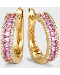 David Kord - 18k Yellow Gold Earrings With Pink Sapphires And Diamonds - Lyst