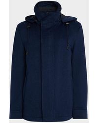 Neiman Marcus - Apos;S Wool Hidden-Zip Car Coat With Hood - Lyst