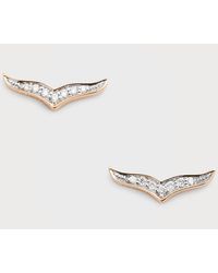 Ginette NY - 18k Rose Gold Diamond Wise Stud Earrings - Lyst