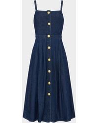 L'Agence - Esmeralda Denim Midi Dress - Lyst