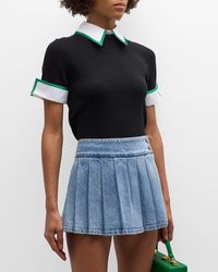Alice + Olivia - Aster Short-Sleeve Collared Pullover With Cuffs - Lyst