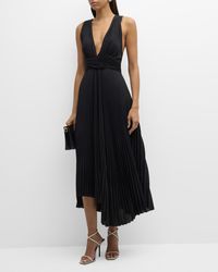 A.L.C. - Everly Pleated Plunge-neck Midi Dress - Lyst
