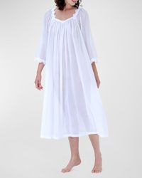 Celestine - Coralie-3 Ruched Lace-Trim Cotton Nightgown - Lyst