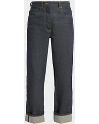 Thom Browne - Back-Strap Straight-Leg Cuffed Crop Jeans - Lyst