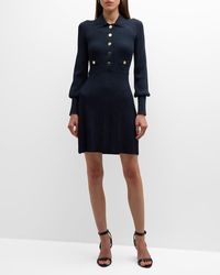 Veronica Beard - Lauper Ribbed Button-Front A-Line Mini Dress - Lyst