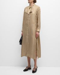 Max Mara - Faesite Striped Long-Sleeve Midi Shirtdress - Lyst
