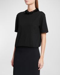 Jil Sander - Knit T-Shirt With Sequined Collar - Lyst