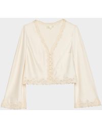 LoveShackFancy - Fioretta Lace-Trim Satin Top - Lyst