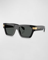 Versace - Plaque Acetate Rectangle Sunglasses - Lyst