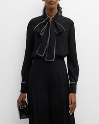 Carolina Herrera - Bow Button-Down Shirt With Piping - Lyst